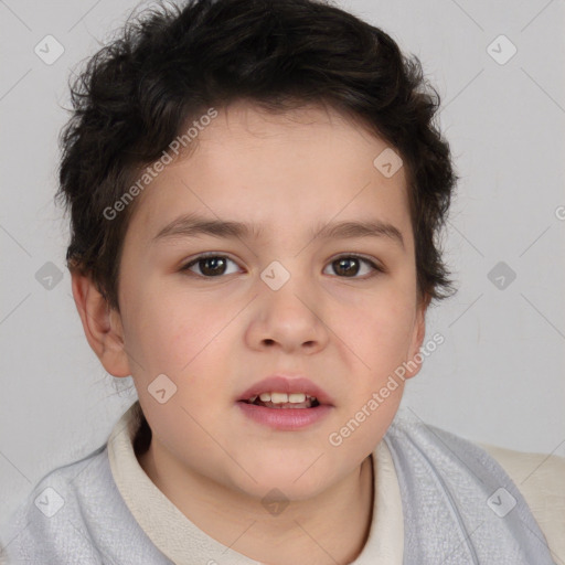 Neutral white child female with short  brown hair and brown eyes