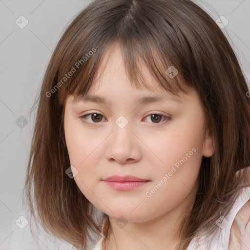 Neutral white child female with medium  brown hair and brown eyes