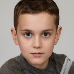 Neutral white child male with short  brown hair and brown eyes