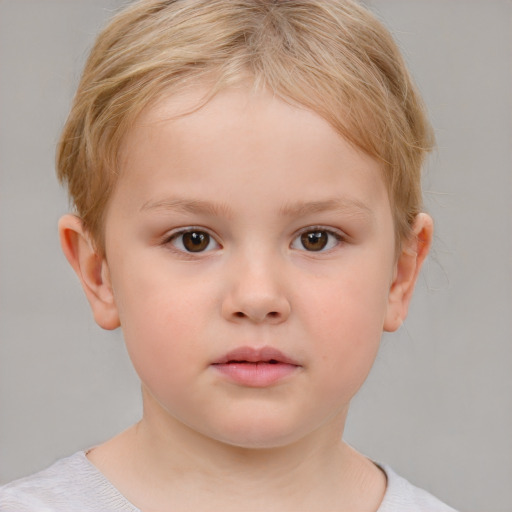 Neutral white child female with short  brown hair and brown eyes