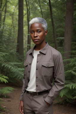 Adult non-binary with  gray hair