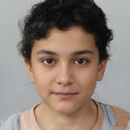 Neutral white child male with short  brown hair and brown eyes