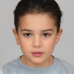 Neutral white child female with short  brown hair and brown eyes