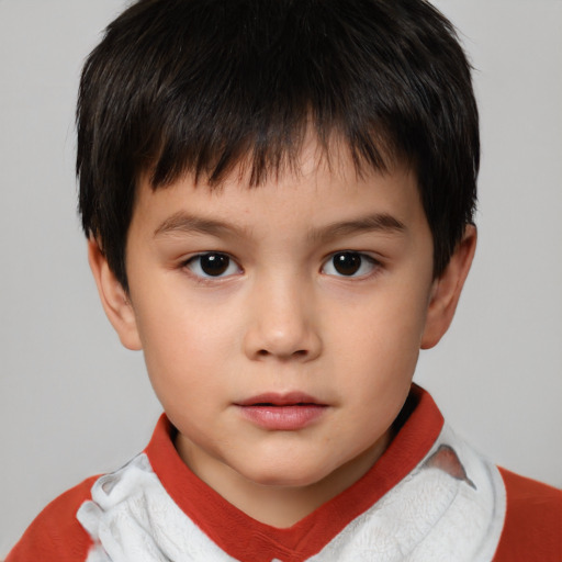 Neutral white child male with short  brown hair and brown eyes