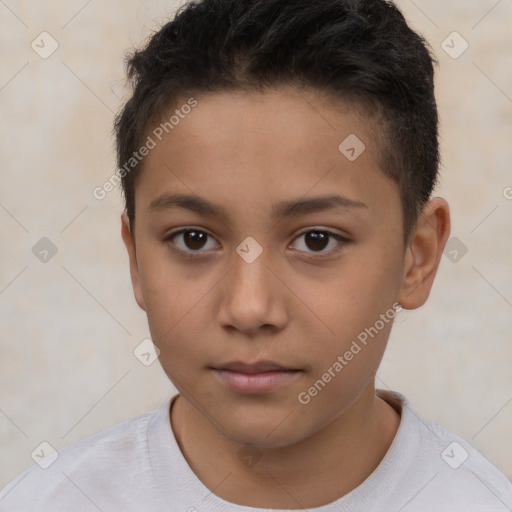 Neutral white child male with short  brown hair and brown eyes