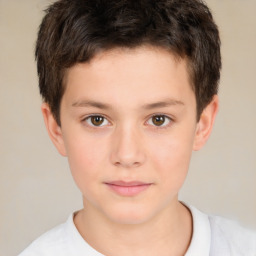 Neutral white child male with short  brown hair and brown eyes