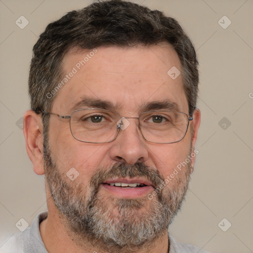 Neutral white adult male with short  brown hair and brown eyes