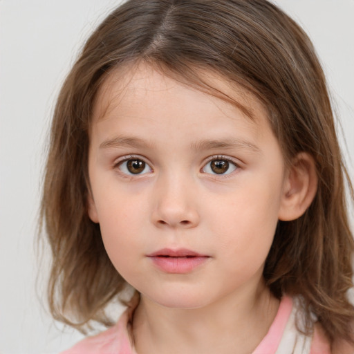 Neutral white child female with medium  brown hair and brown eyes