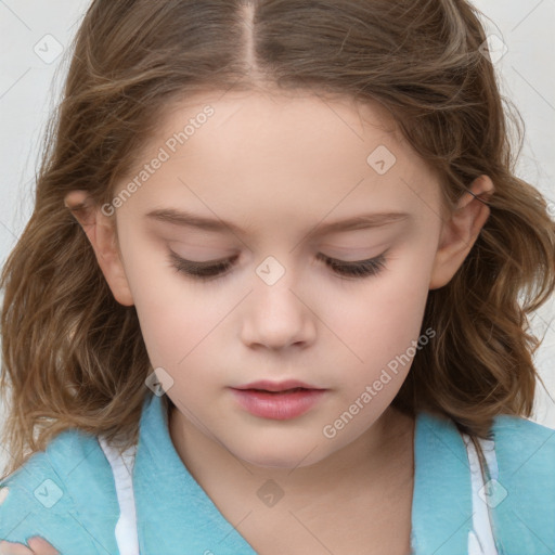 Neutral white child female with medium  brown hair and brown eyes