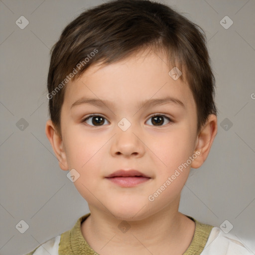 Neutral white child male with short  brown hair and brown eyes