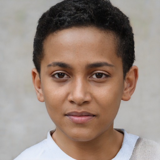 Neutral black young-adult male with short  brown hair and brown eyes