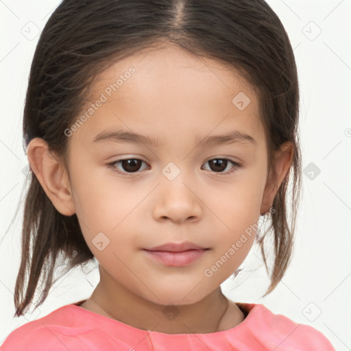 Neutral white child female with medium  brown hair and brown eyes