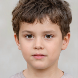 Neutral white child male with short  brown hair and brown eyes