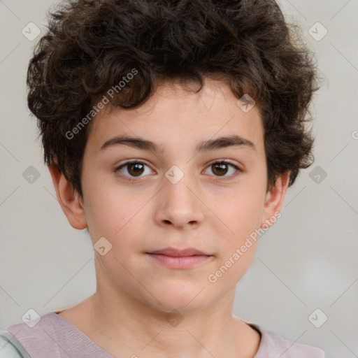 Neutral white child male with short  brown hair and brown eyes