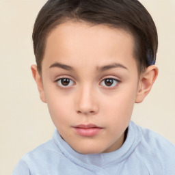 Neutral white child female with short  brown hair and brown eyes