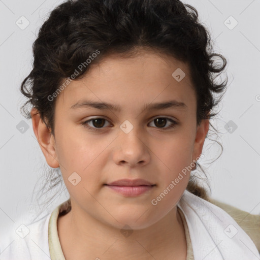 Neutral white child female with medium  brown hair and brown eyes