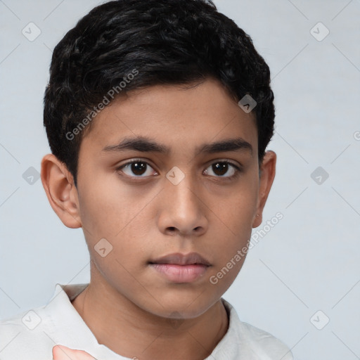 Neutral asian young-adult male with short  brown hair and brown eyes