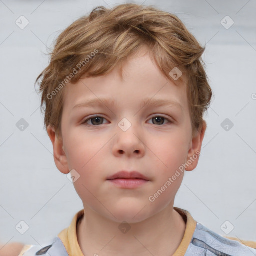 Neutral white child male with short  brown hair and brown eyes