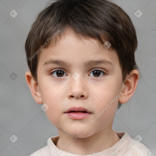 Neutral white child male with short  brown hair and brown eyes