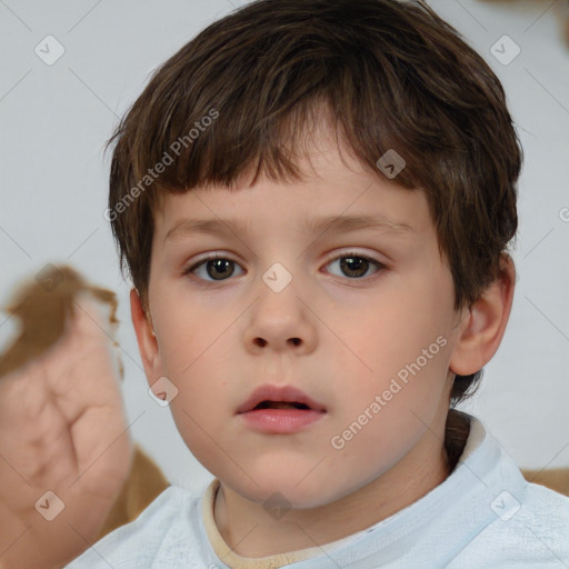 Neutral white child male with short  brown hair and brown eyes