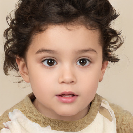 Neutral white child female with medium  brown hair and brown eyes