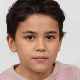 Neutral white child female with short  brown hair and brown eyes