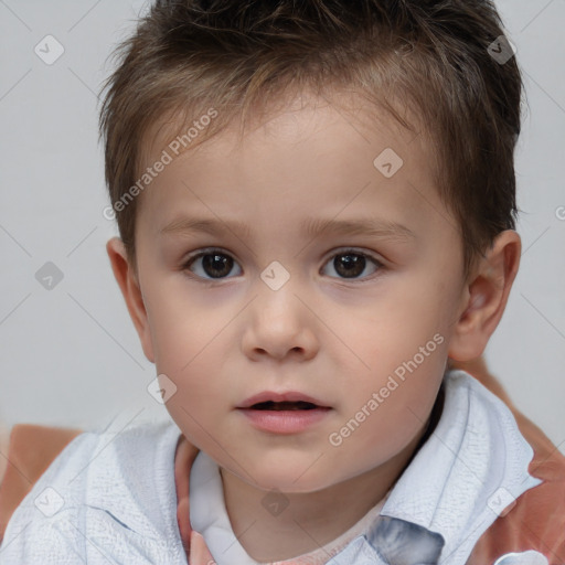 Neutral white child male with short  brown hair and brown eyes