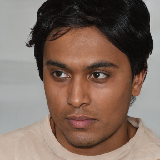 Neutral latino young-adult male with short  brown hair and brown eyes