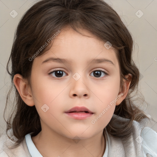 Neutral white child female with medium  brown hair and brown eyes