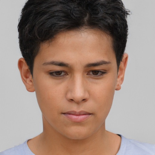 Neutral asian young-adult male with short  brown hair and brown eyes
