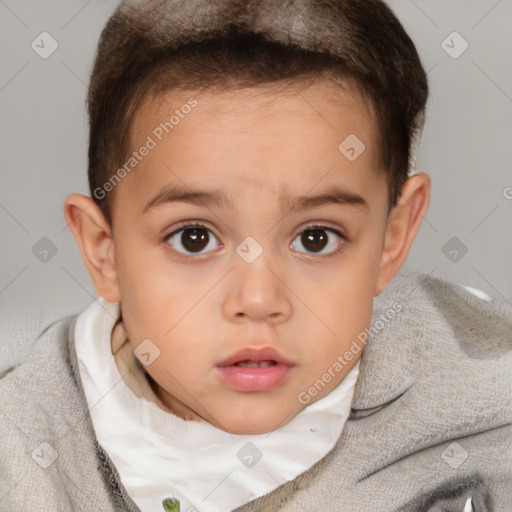 Neutral white child female with short  brown hair and brown eyes