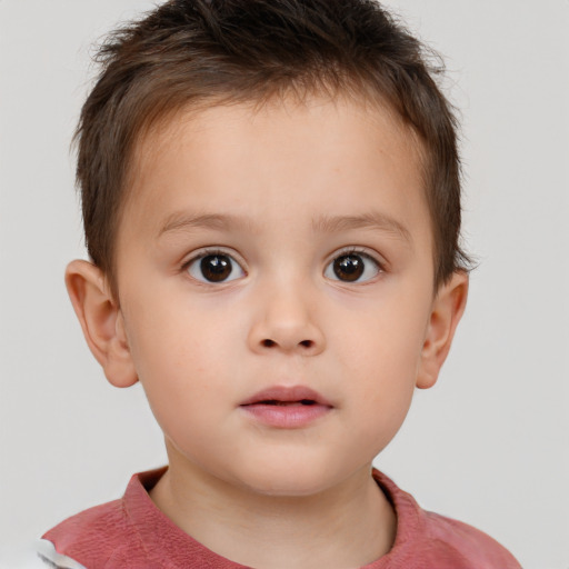 Neutral white child male with short  brown hair and brown eyes