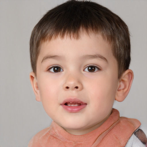 Neutral white child male with short  brown hair and brown eyes