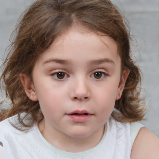 Neutral white child female with medium  brown hair and brown eyes