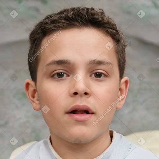 Neutral white child male with short  brown hair and brown eyes