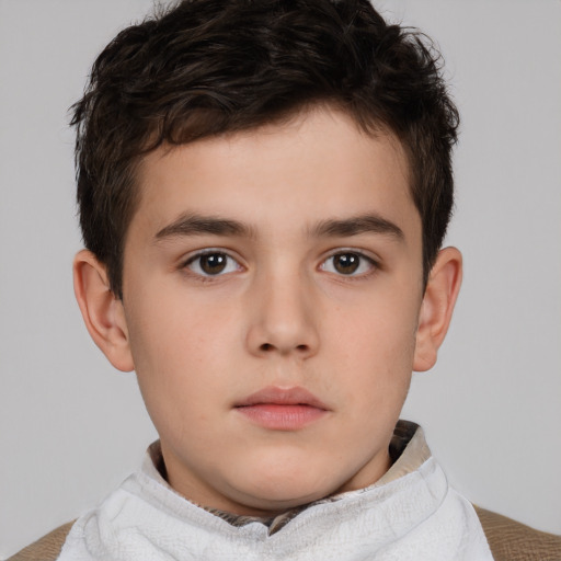 Neutral white child male with short  brown hair and brown eyes