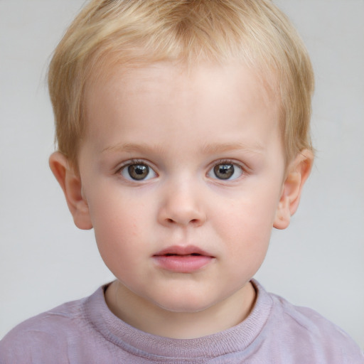 Neutral white child female with short  brown hair and grey eyes