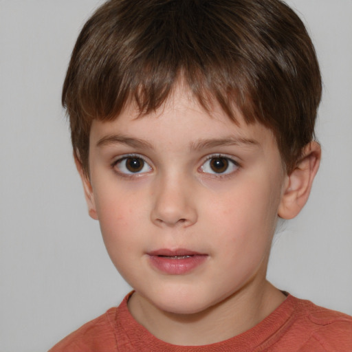 Neutral white child male with short  brown hair and brown eyes