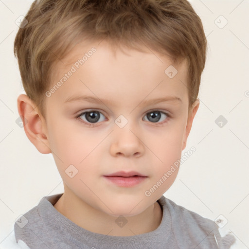 Neutral white child male with short  brown hair and brown eyes