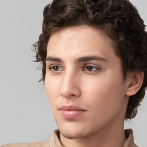 Neutral white young-adult male with medium  brown hair and brown eyes