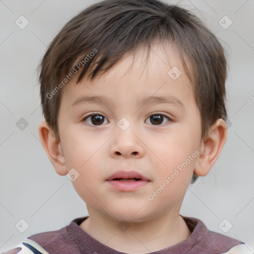 Neutral white child male with short  brown hair and brown eyes