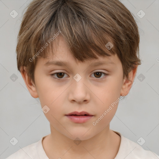 Neutral white child female with short  brown hair and brown eyes