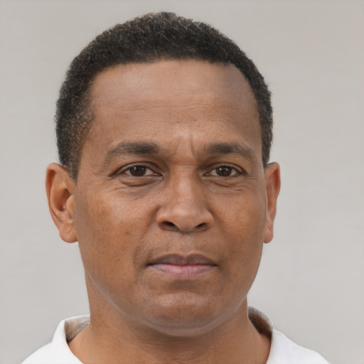 Neutral latino adult male with short  brown hair and brown eyes