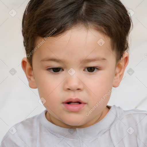 Neutral white child male with short  brown hair and brown eyes