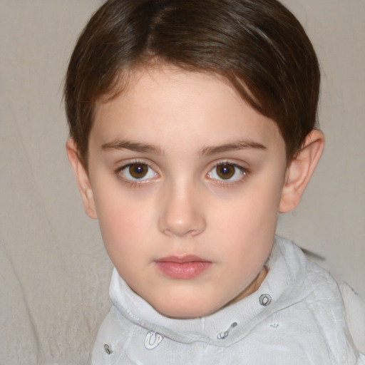 Neutral white child female with short  brown hair and brown eyes