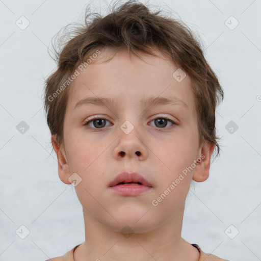 Neutral white child male with short  brown hair and brown eyes