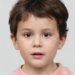 Neutral white child male with short  brown hair and brown eyes