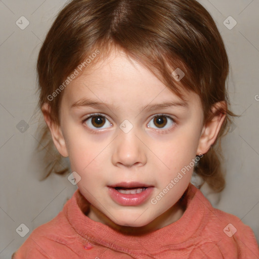 Neutral white child female with medium  brown hair and brown eyes