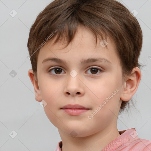 Neutral white child male with short  brown hair and brown eyes