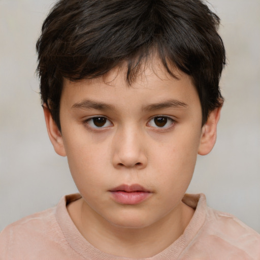 Neutral white child male with short  brown hair and brown eyes